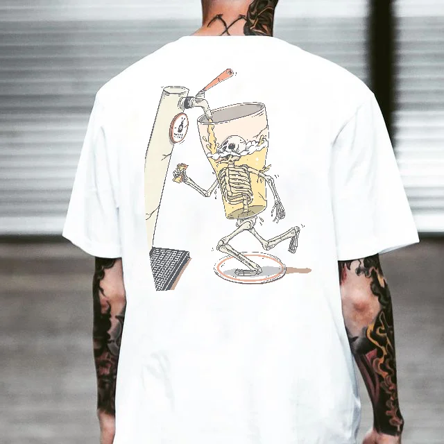 Beer Skull print short sleeve t-shirt -  