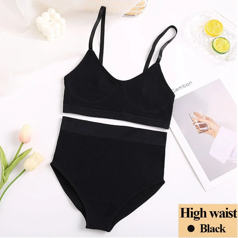 New Women Bra Panties Set Sexy Push Up Bralette Female Fitness Seamless Underwear Sports Lingerie Brassiere Girls Tank Crop Top