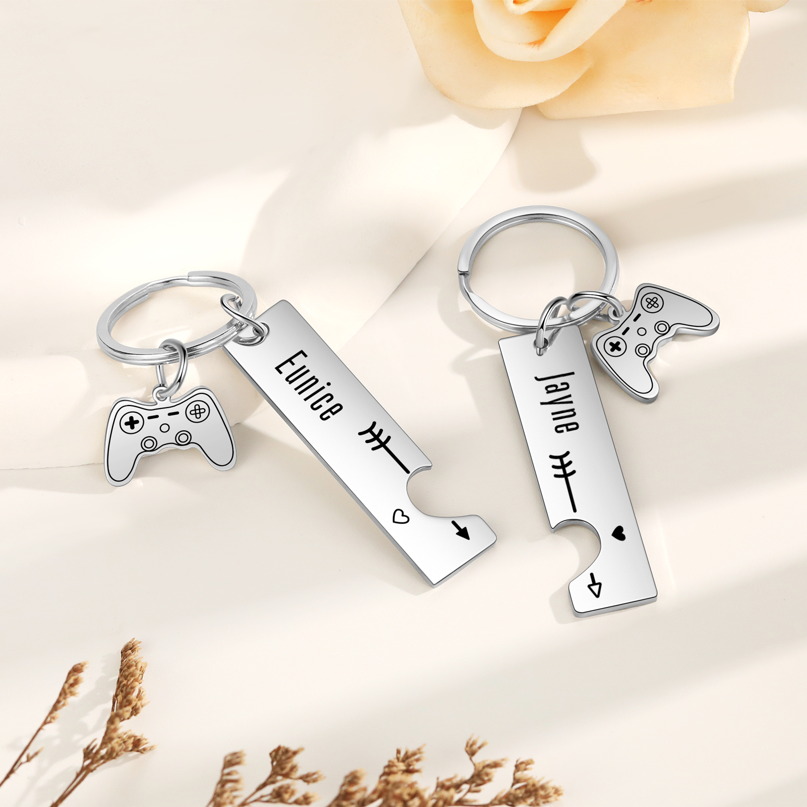 Personalised Couple Keychain Custom 2 Names Keyring Game Console Valentine's Day Gift for Him/Her-Jessemade AU