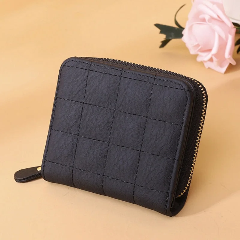 Wallets for Women 2022 Luxury Designer Fashion Short Embroidered Clutch Bag PU Solid Color Female Card Bag Mini Cute Coin Purse