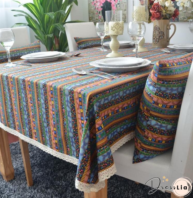 Cotton and linen table linen tablecloth tea table cloth square tablecloth national wind bronzing lace cotton and linen tablecloth