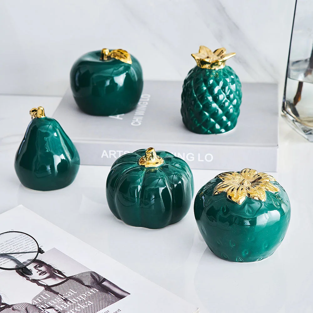 Art Ceramic Fruit Figurines Statue Home Decoration Accessories For Living Room Modern Pumpkin Pineapple Office Desktop Decor