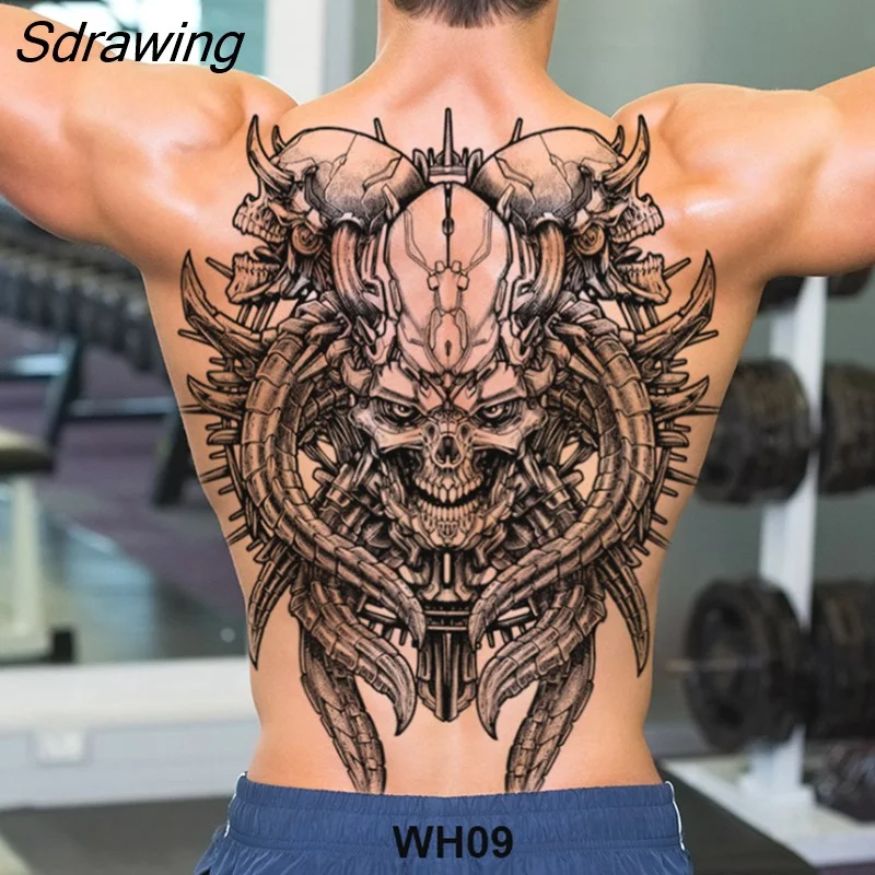 Sdrawing temporary tatoo for men tattoo body art full back sexy tattoo sticker lion king tiger dragon tattoo designs waterproof new