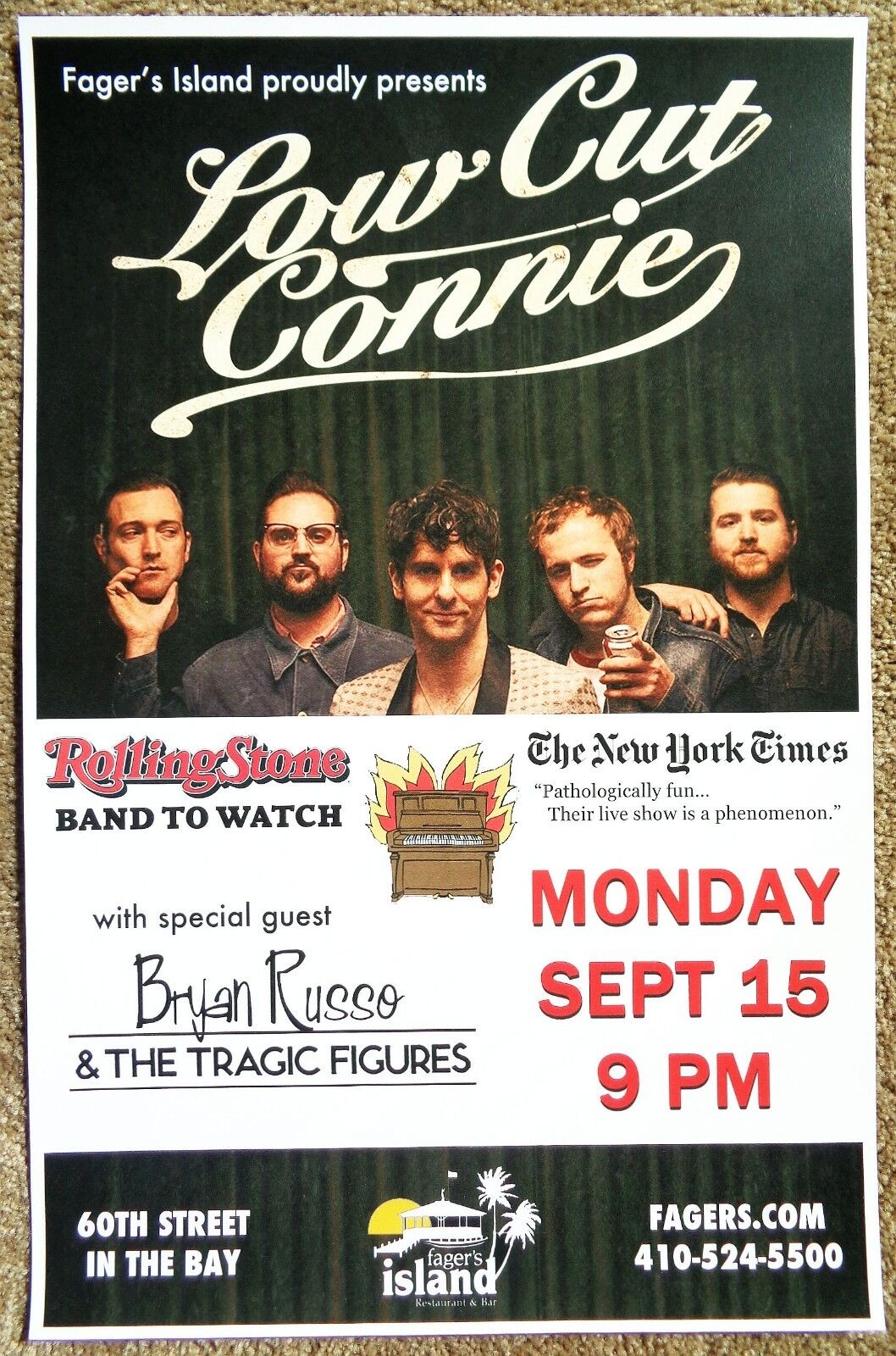 LOW CUT CONNIE 2014 Gig POSTER Ocean City Maryland Concert