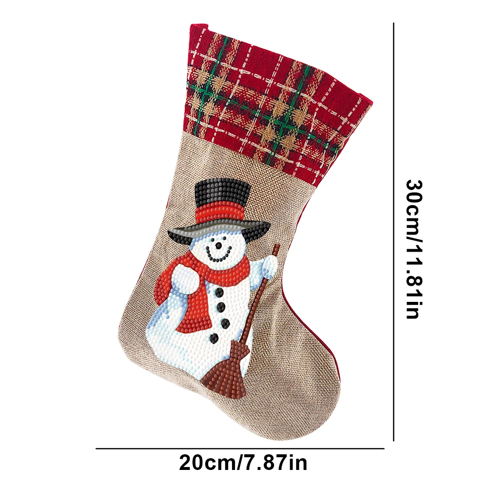 DIY Snowman Christmas Socks Decor DIY Diamond Art Kits for Family Party Decoration(20*35cm)