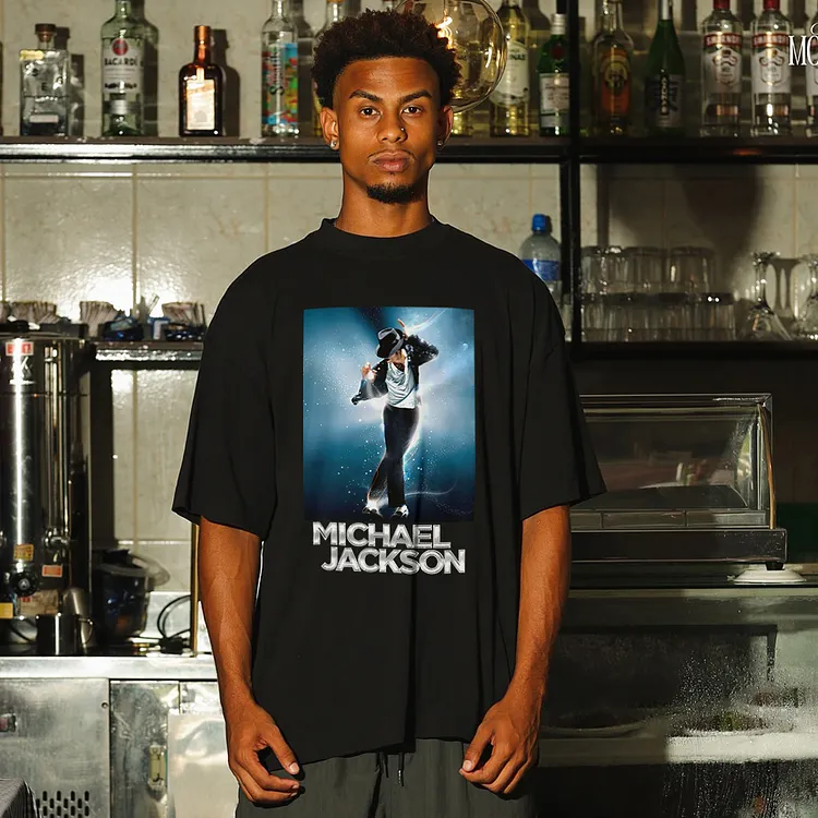 MJ Blue Background Performance Printed Men's T-shirt