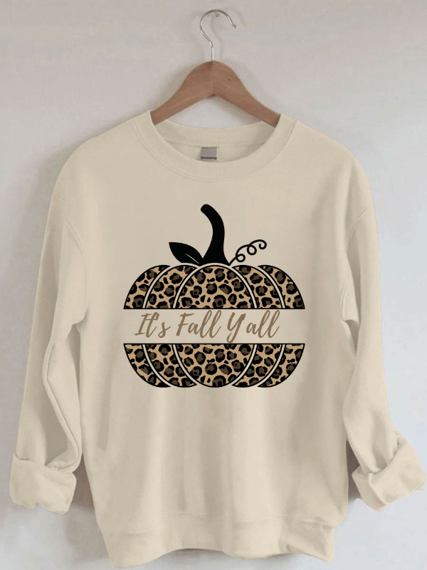 Women's Pumpkins It's Fall Y'all Funny Festival Humor Print Sweatshirt