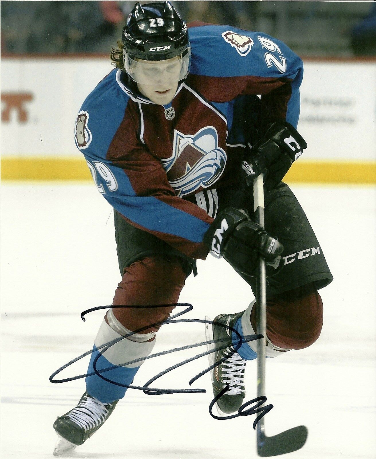 NATHAN MacKINNON HAND SIGNED COLORADO AVALANCHE 8X10 Photo Poster painting W/COA