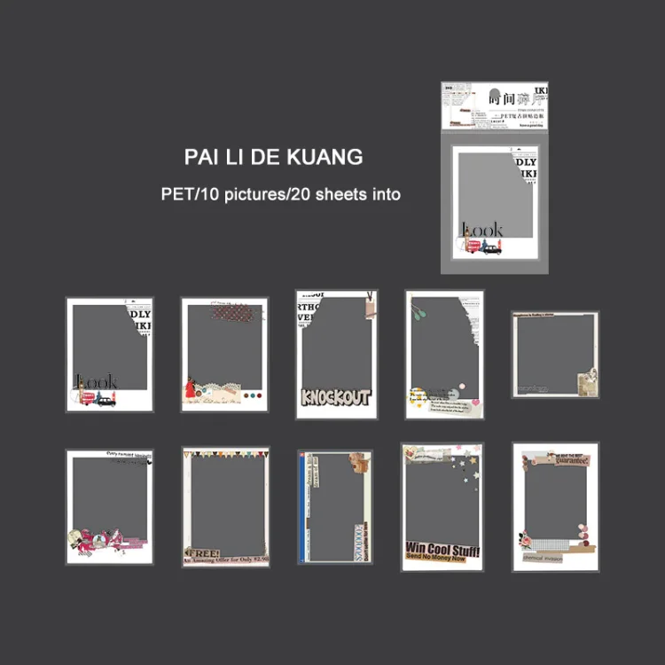 JOURNALSAY 20Sheets PET Vintage Collage Journal Decoration Memo Pad Border Art Material Paper
