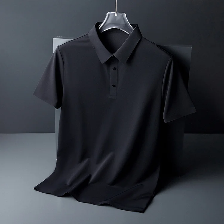 High End Brand Ice Silk Men's Polo Shirt Lapel Non Ironing