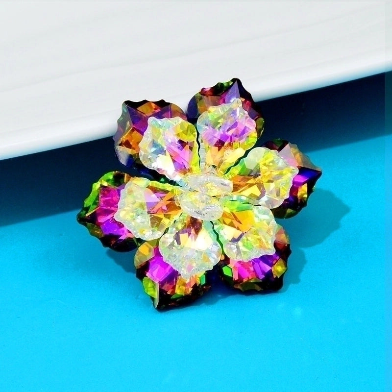 3 Pieces Sweet Pin Flower Alloy Crystal Women’S Brooches