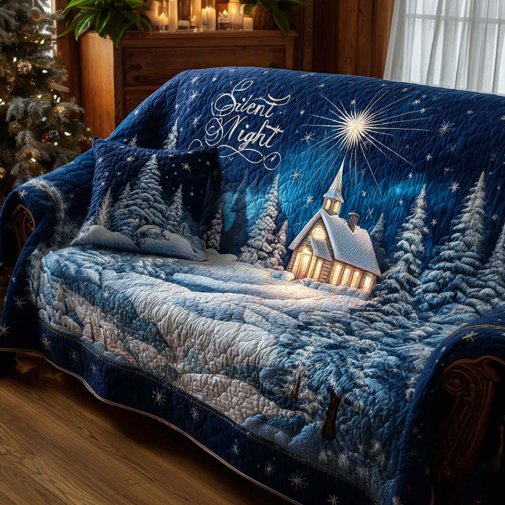 Midnight Chapel Light Quilted Sofa Cover NCU0NT11331 everthome