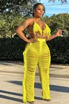Ripped Fringed Casual Trousers Set
