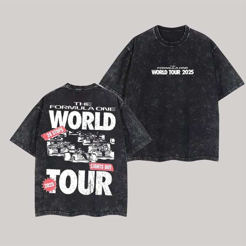 Ferrari 2025 The Formula One World Tour Printed Oversize Washed T-Shirt