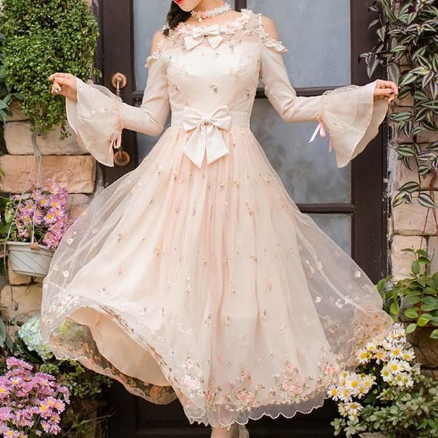 Apricot Elegant Princess Lace Maxi Dress SP178877