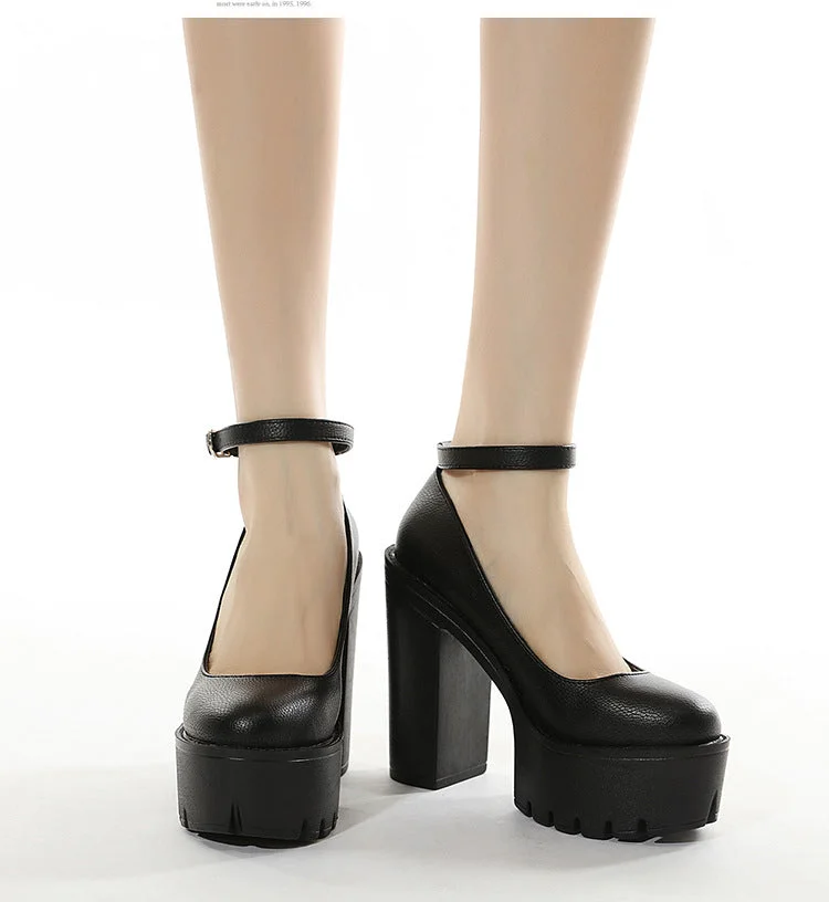  2022 New Spring And Autumn Leisure High Heels Sexy Stage Banquet Thick Heels Platform Black And White Size 35-42 Women's Shoes