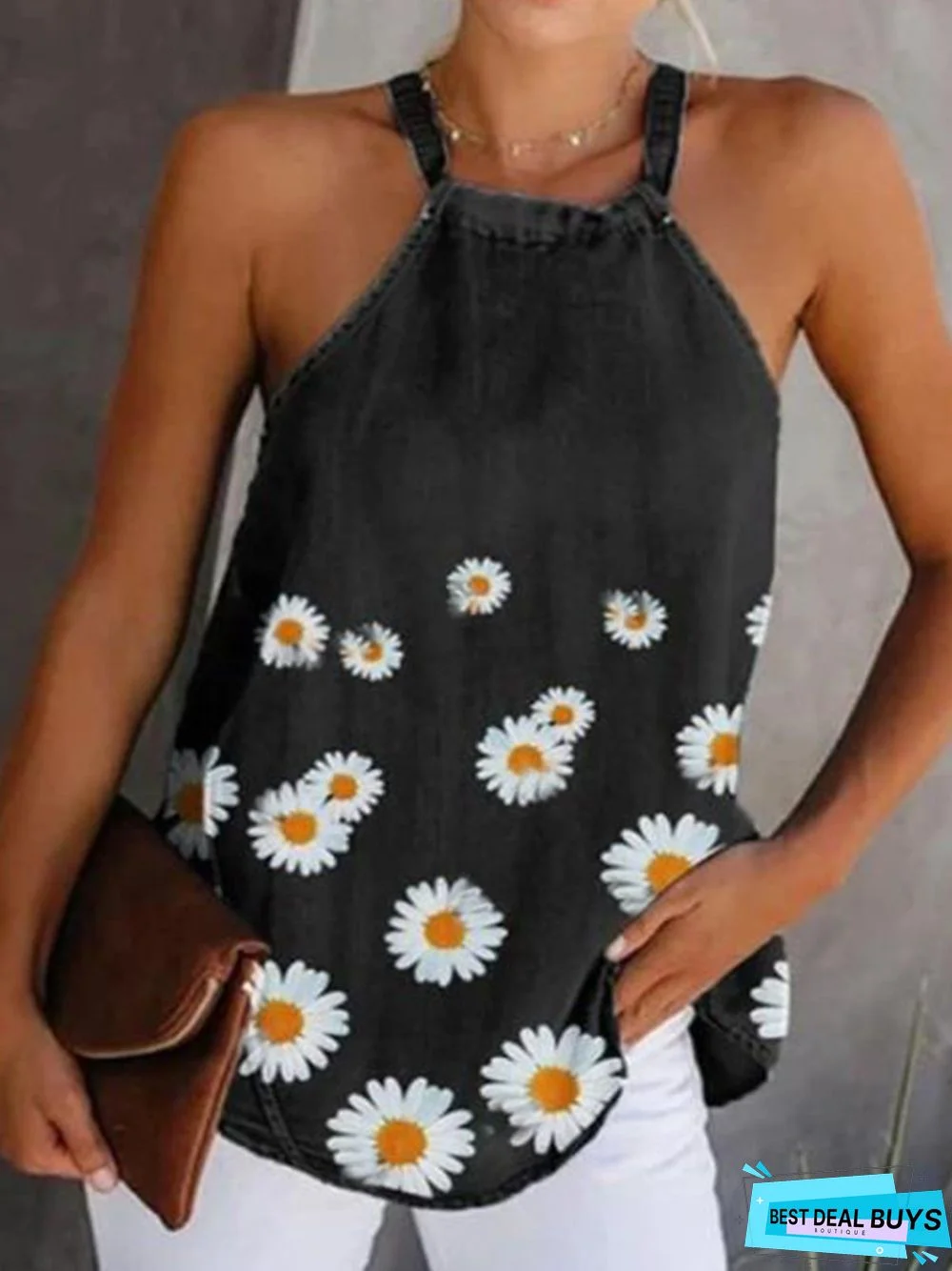 Casual Printed Sleeveless Shirts & Tops