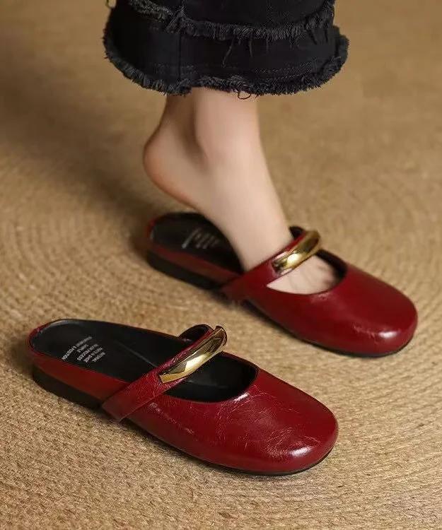 New Red Faux Leather Soft Splicing Slide Sandals