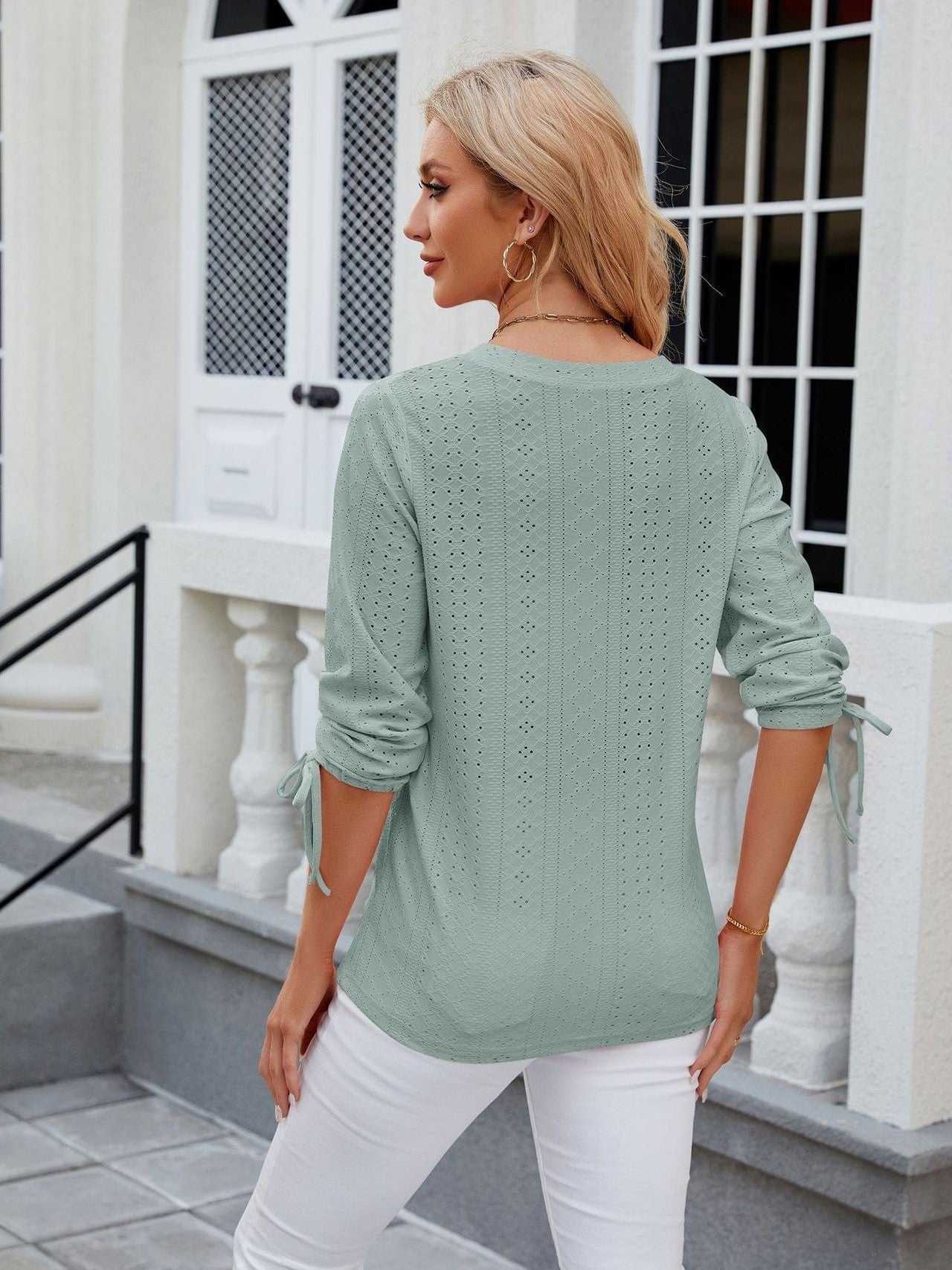 Grey Ribbed Knit Top with Short Sleeves