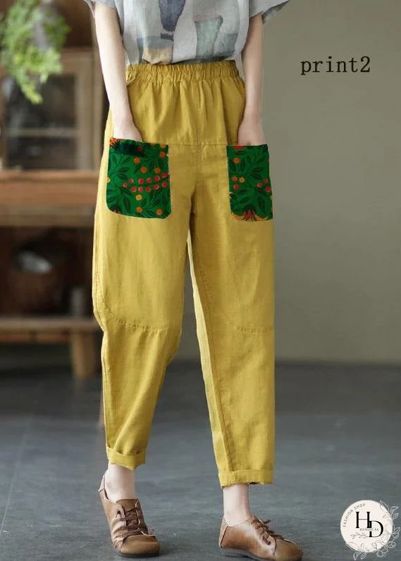 Loose print2 Loose Casual Summer Pockets Pants