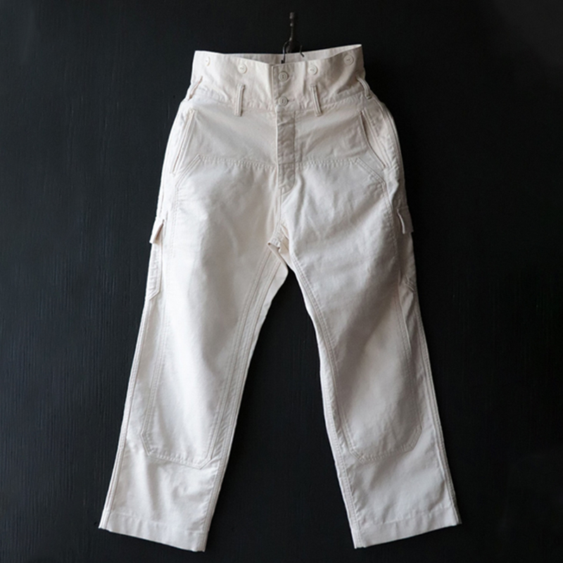 Men's Sand White Military Back Satin Combat Pants