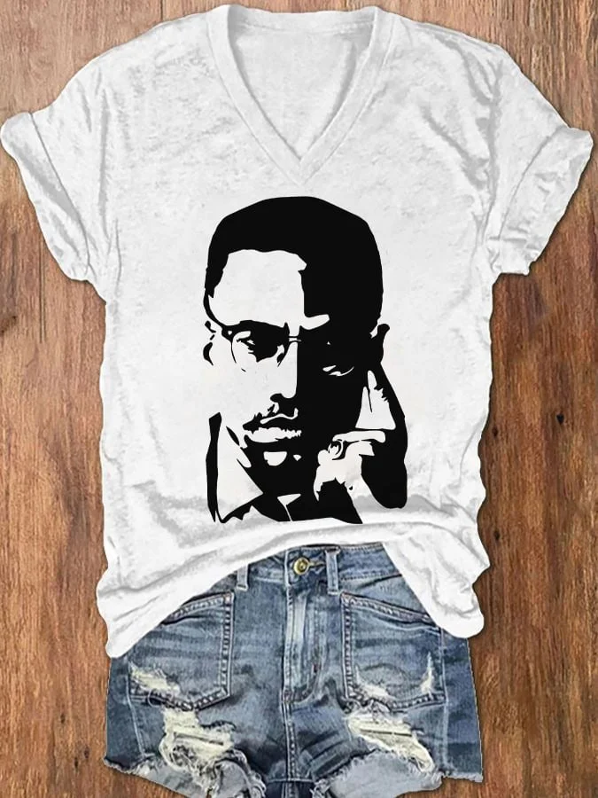 Women's Black History Juneteenth Print V-Neck T-Shirt 