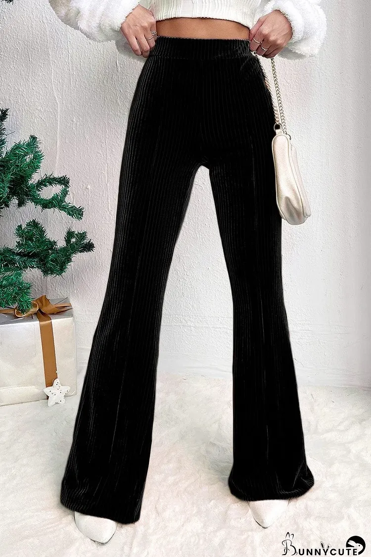 Chic Black Corduroy Flare Pants with High Waist