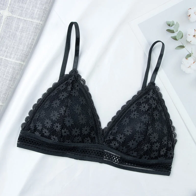 Sexy Floral Lace Bra Top For Women Push Up Female Lingerie breathable Bralette Removable Pad Thin Fashion New Wireless Bras