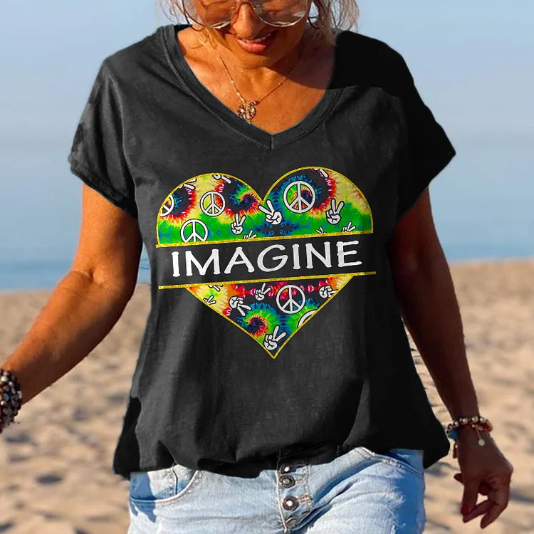 Imagine Hippie Printed Women's T-shirt