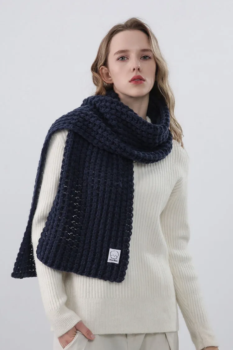 Soft Hand Knit Embroidered Logo Scarf