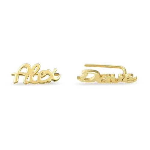 Personalized Name Stud Earrings for Her Rose Gold