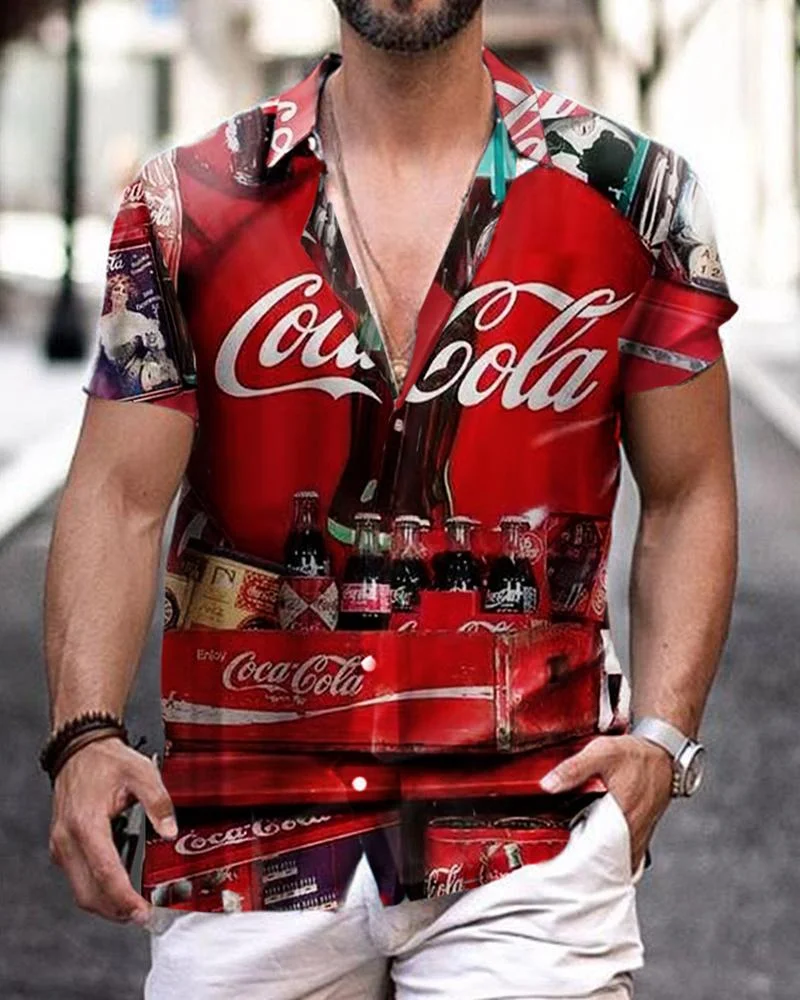 Men's Coca-Cola Printed Shirt Short Sleeve