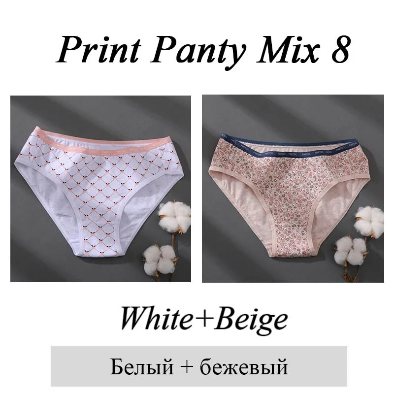 FINETOO Women 1Pc/2Pcs Cotton Panties Female Print Briefs Sexy Low-Rise Underpants Girls Cute Plus Size M-2XL Intimates Lingerie