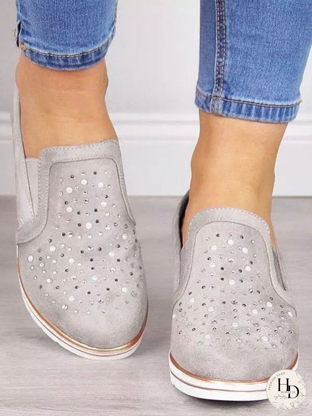 Comfortable Rhinestone Slope Casual Shoes