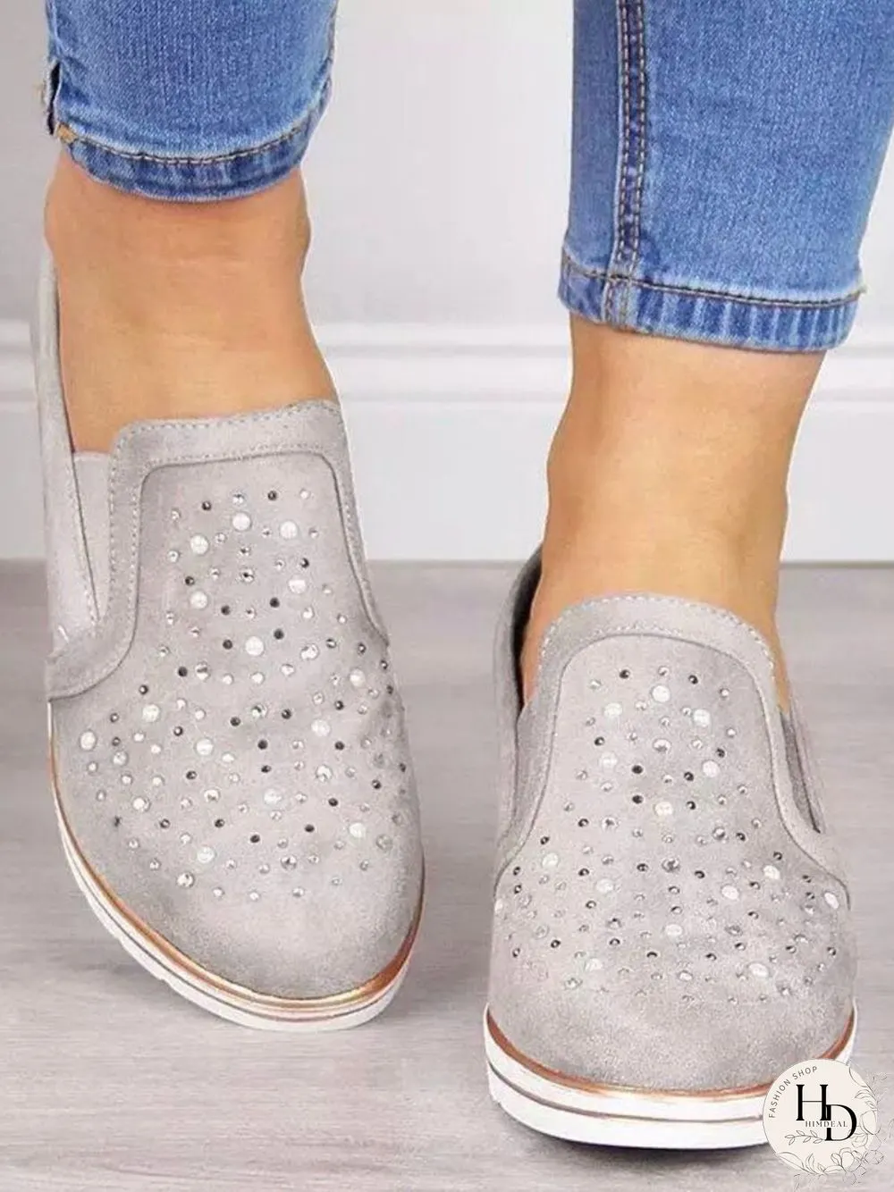 Comfortable Rhinestone Slope Casual Shoes