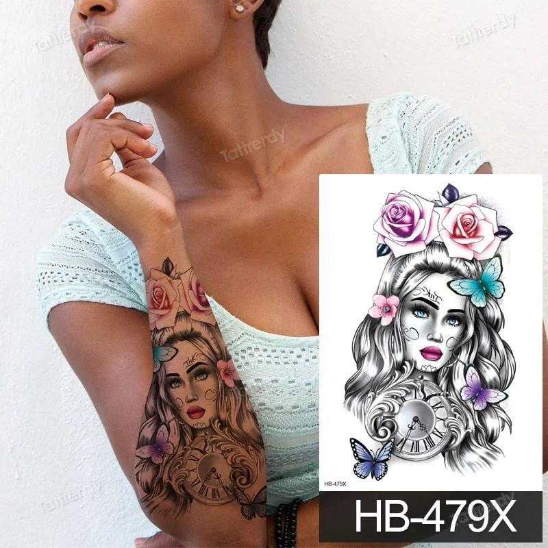 Waterproof Temporary Tattoo Sticker Butterfly Flower Wing Fake Tatto Big Tatoo Tatouage Temporaire Back Chest For Women Girl