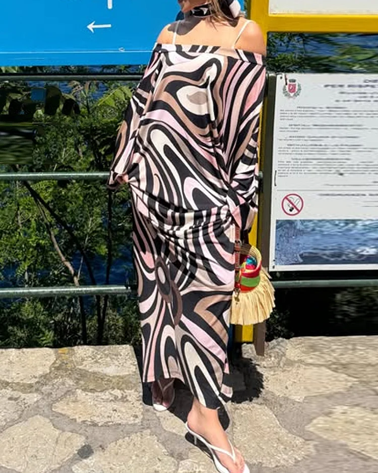 Off-shoulder printed dress