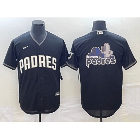 Men's San Diego Padres Black Team Big Logo Cool Base Stitched Baseball Jersey FVAW