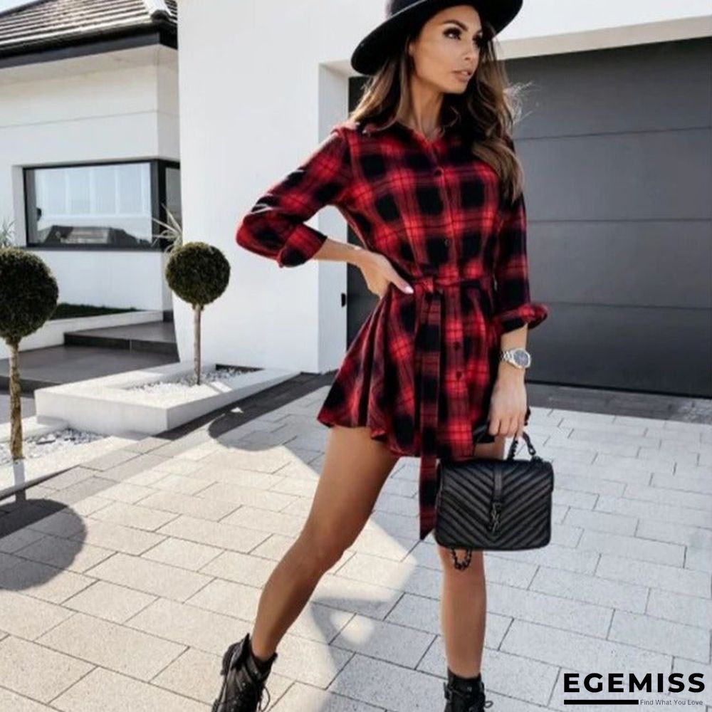 Autumn and Winter Fashion Sexy Printed Shirt Plaid Dress Skirt | EGEMISS