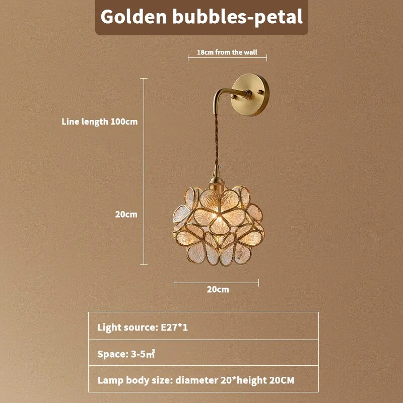 Nordic Retro Petal Lights For Bedroom Bedside Wall Lamp Modern American Coffee Corridor Aisle Interior Industrial Sconce Fixture