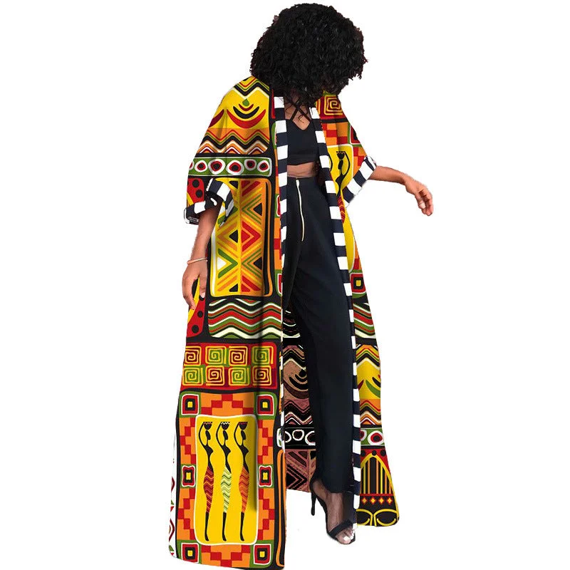 Uveng Spring Trench African Ethnic Style Long Coats