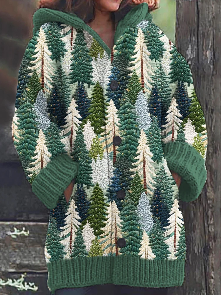 Woodland Embroidery Cozy Knit Cardigan