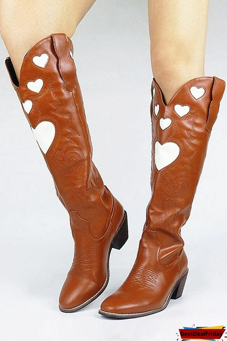 Heart Slip On Cowgirl Boots