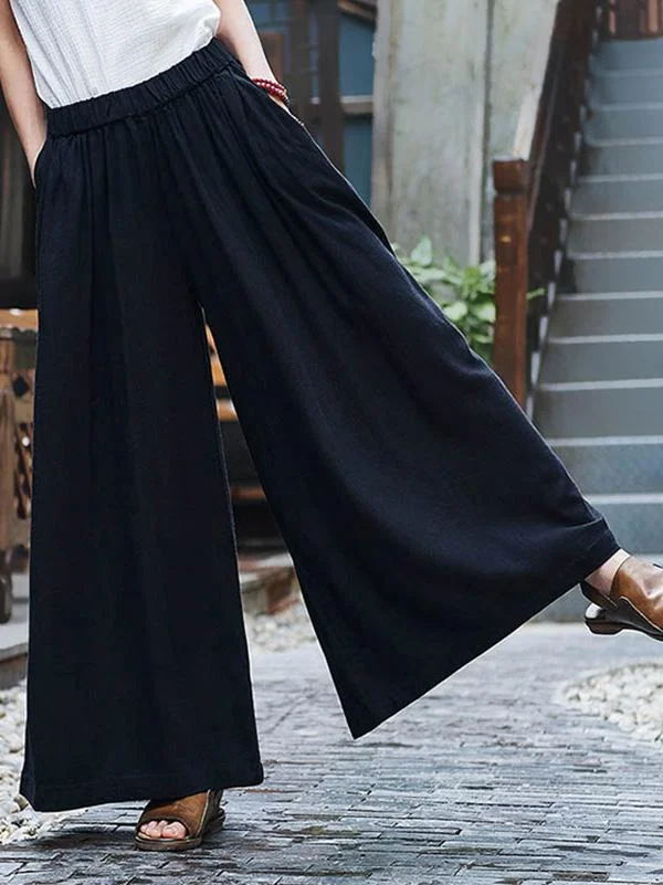 Roomy Wide-leg Linen Pants