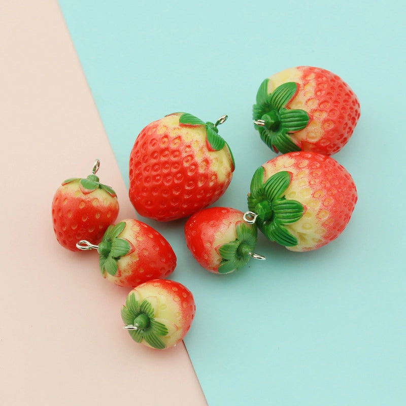Resin Simulation Fruit Three-dimensional Mini Strawberry Earrings Bag Key Chain Pendant DIY Jewelry Accessories