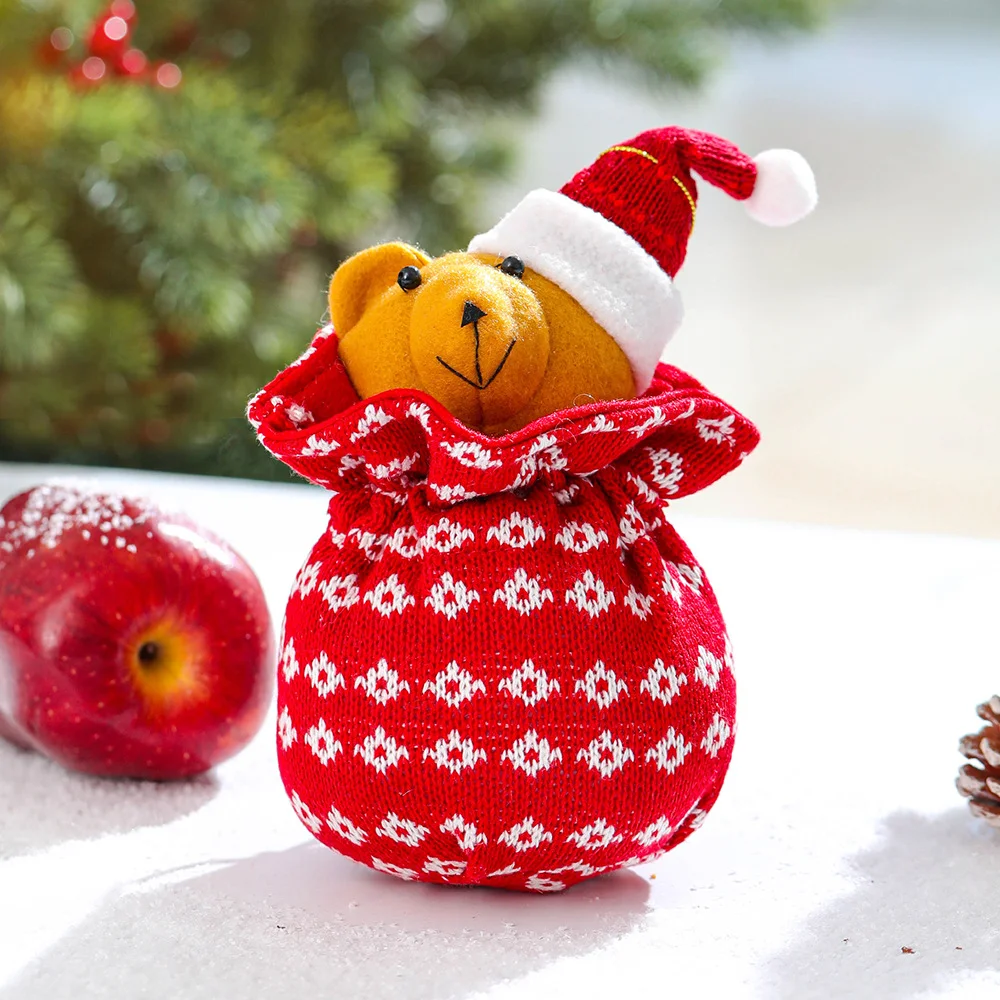 New Christmas creative linen apple bag gift bag ornaments