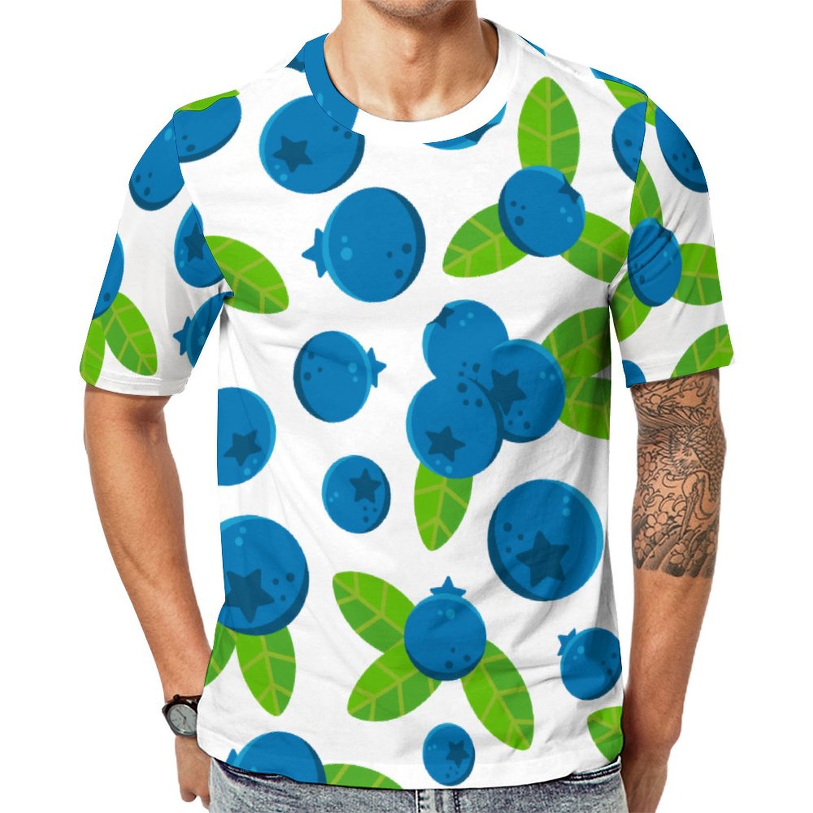 Fresh Blueberry Short Sleeve Print Unisex Tshirt Summer Casual Tees for Men and Women Coolcoshirts