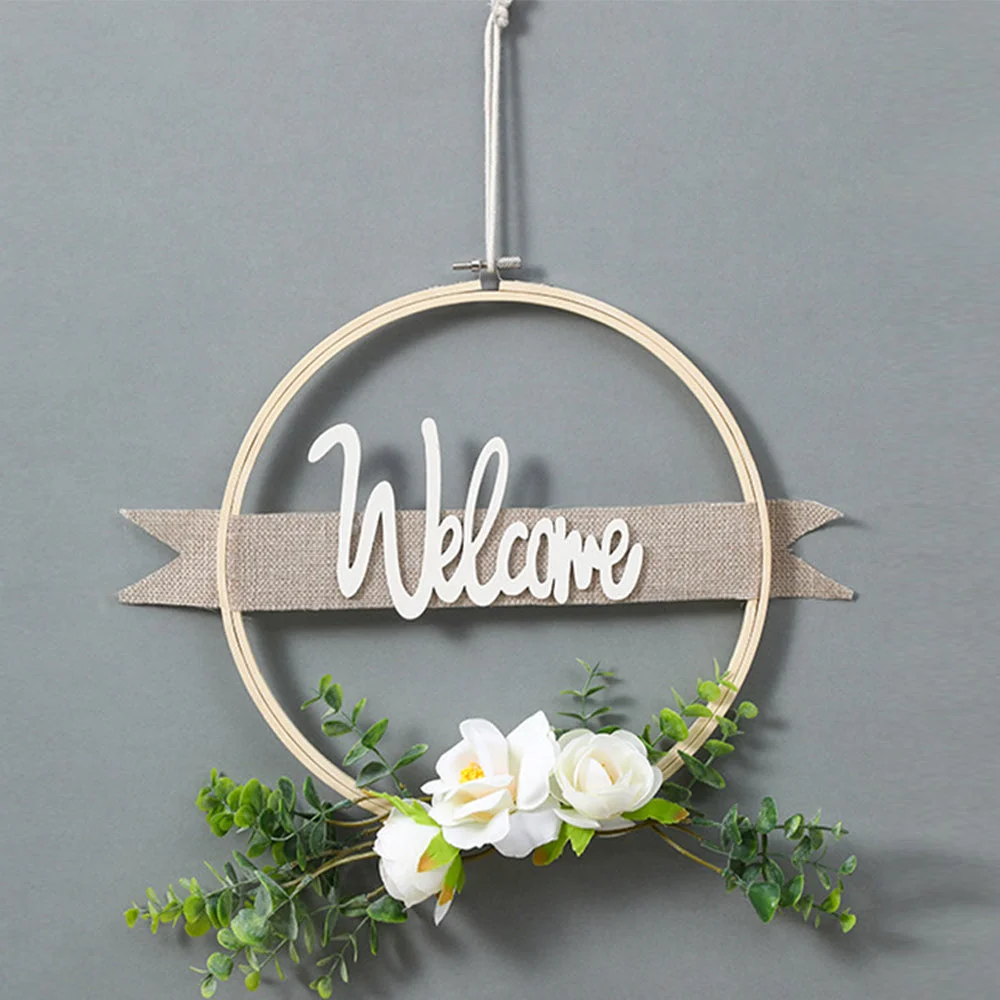 Simulation Eucalyptus Leaf Bamboo Circle Festive Decoration Garland