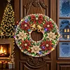 DIY Special Shaped Diamond Painting Wreath, Double-Sided Printing Christmas Wreath Hanging with LED Light Decor Kit 