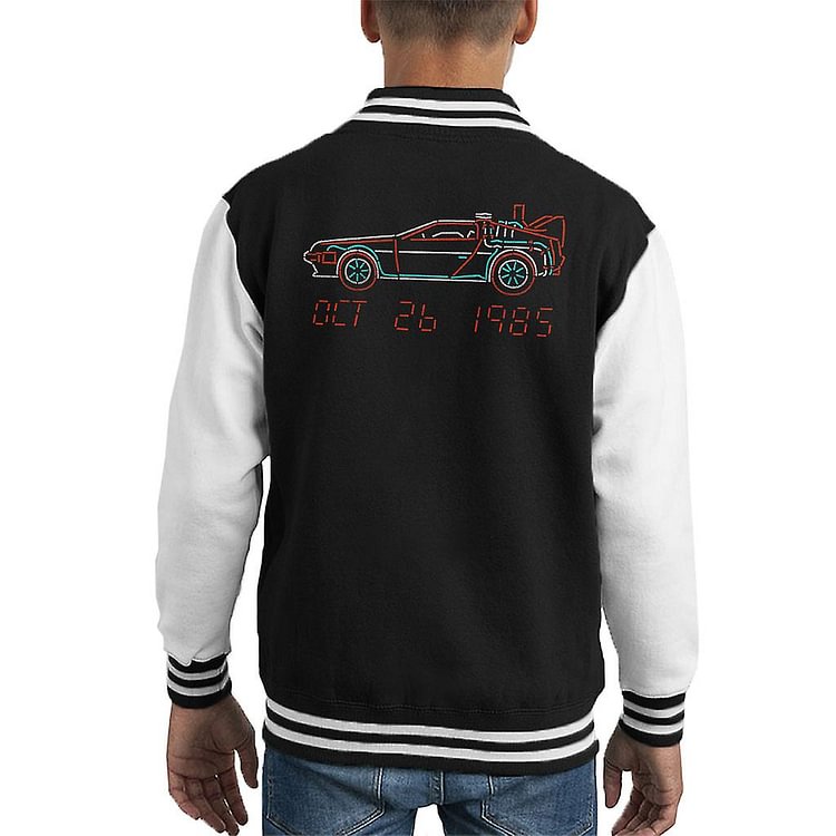 Back To The Future Delorean Neon Outline Kid's Varsity Jacket